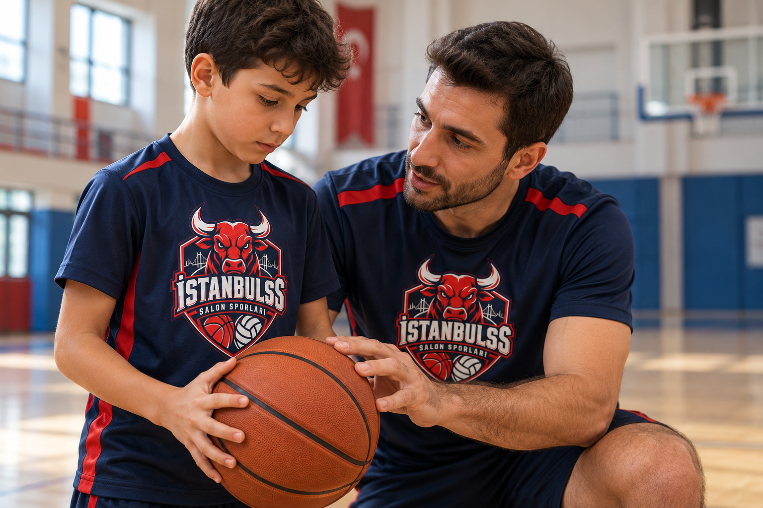 Genç oyuncuya birebir basketbol eğitimi