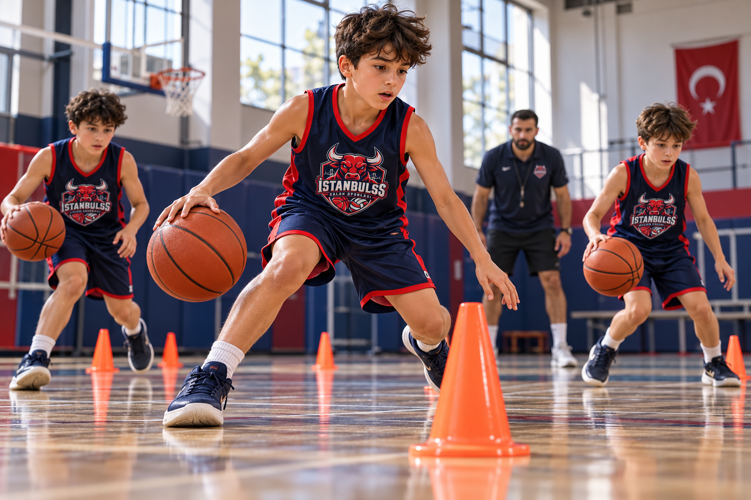 İstanbul Salon Sporları Basketbol Antrenmanı - Dribling ve parkur çalışması