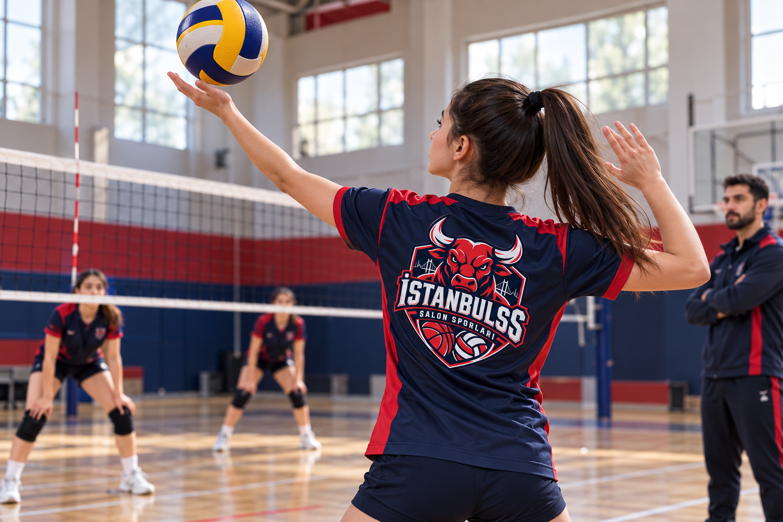 Genç sporcudan voleybol servisi