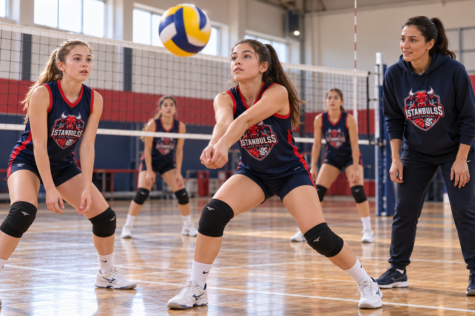 İstanbul Salon Sporları Voleybol Antrenmanı - File önünde teknik çalışma